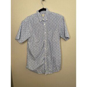 Haggar Blue Short Sleeve Shirt‎ Mens Small Cotton Micro Floral Print